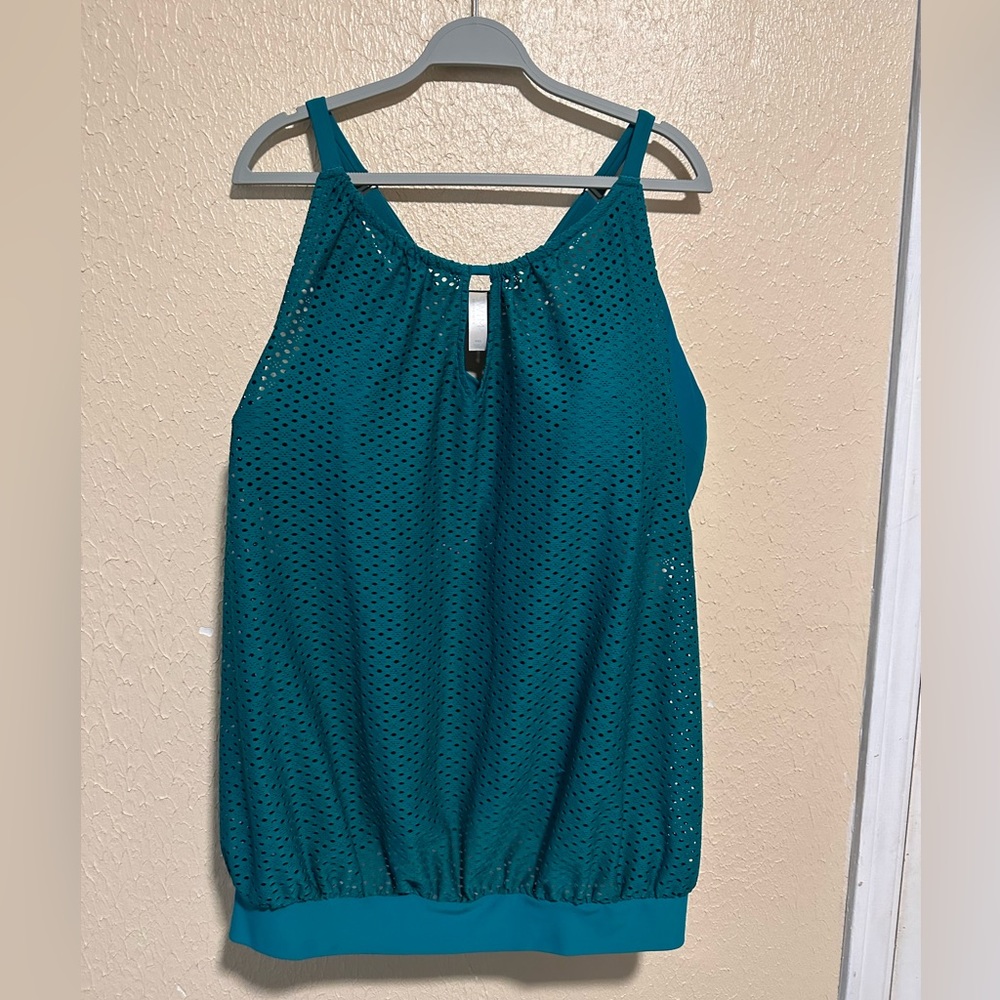 Swim by Cacique Swim Top‎ 44G Teal Mesh Plus Size Wire